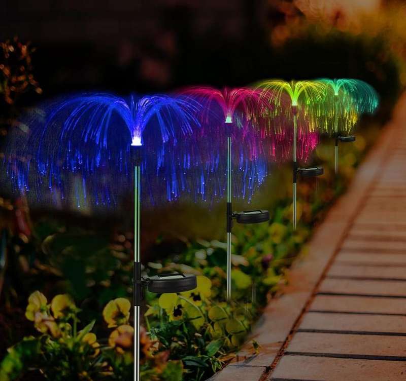 FA-LC30 Solar Powered Multicolor  Jellyfish Fiber Starburst Light 2PC