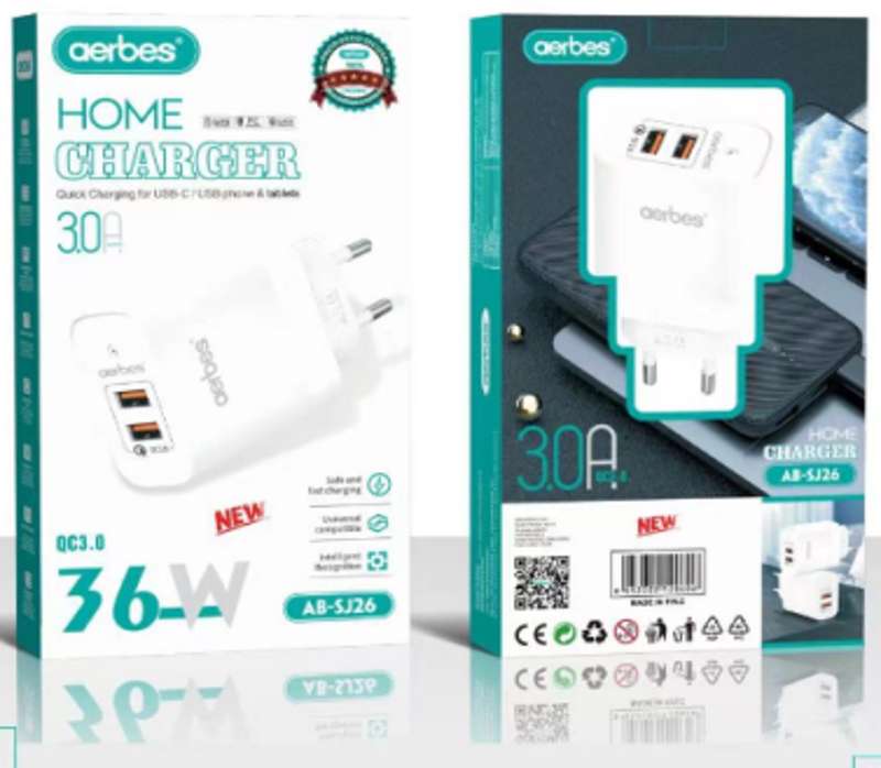 Aerbes AB-SJ26 QC3.0 18W + 18W Dual USB Fast Charger