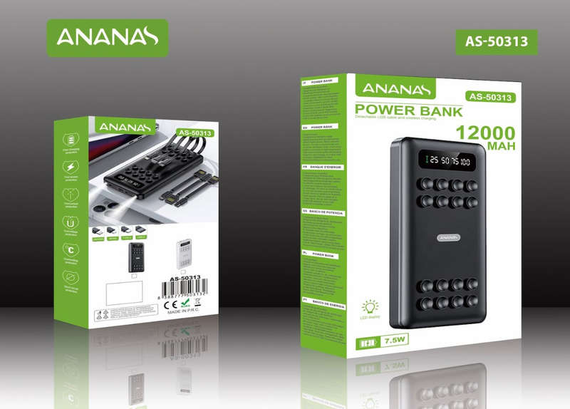 Ananas AS-50313 Power Bank 12000mah Suction Type