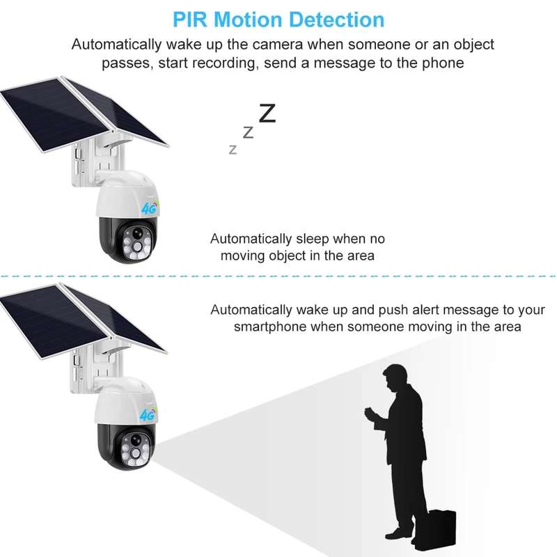 VC8PT-4G Solar Powered Dual Light Source 4G Outdoor Surveillance Camera V380pro App