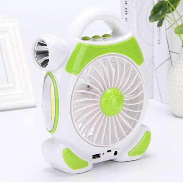 FA-1977 Rechargeable Desktop Fan With Light 2 x COB + 5W LED 2 In 1