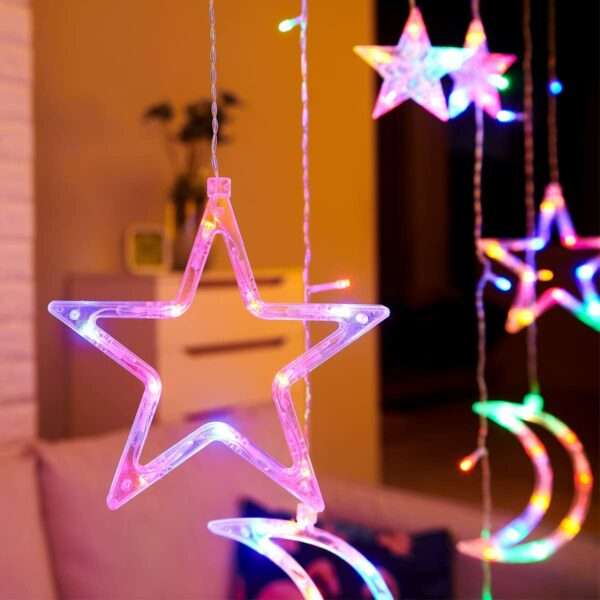 ZYF-11 Moon &amp; Stars Fairy String Light RGB 3M With Tail Plug Extension  8 Mode Settings 3M