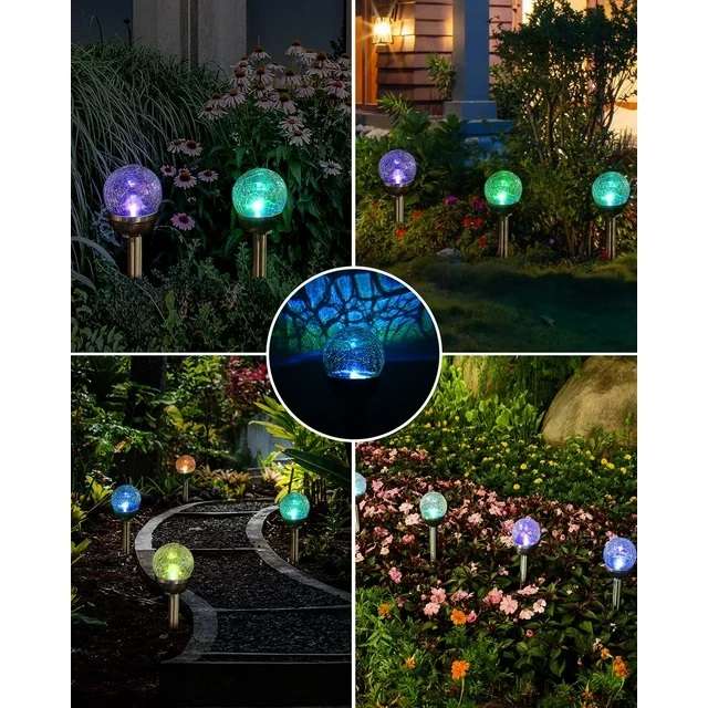 Aerbes AB-TY67 Solar Powered Cracked Glass Effect RGB And White 6 pcs