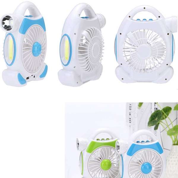 FA-1977 Rechargeable Desktop Fan With Light 2 x COB + 5W LED 2 In 1
