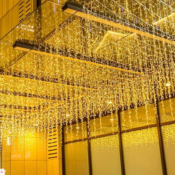 ZYF-D100 Warm White 6M Across 70cm And 38cm LED Fairy Curtain Light With Tail Plug Extension