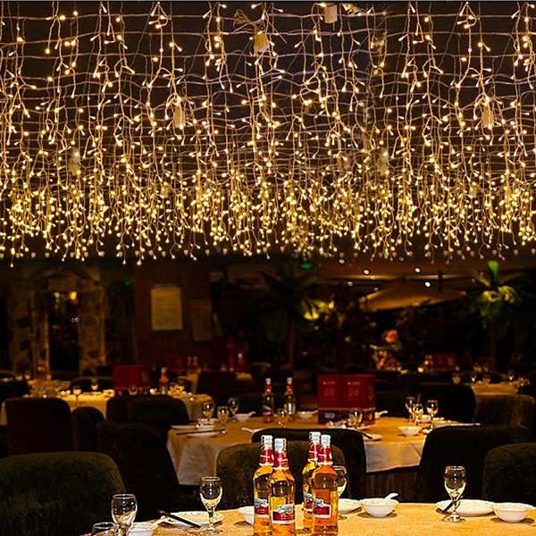 ZYF-D100 Warm White 6M Across 70cm And 38cm LED Fairy Curtain Light With Tail Plug Extension