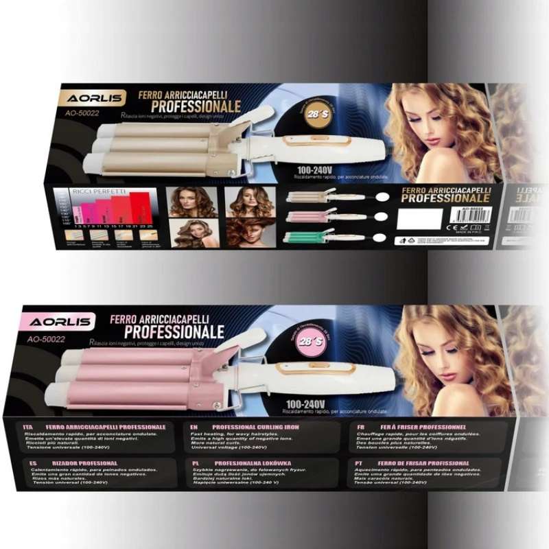 Aorlis AO-50022 Three Barrels Professional Egg Roll Curling Iron