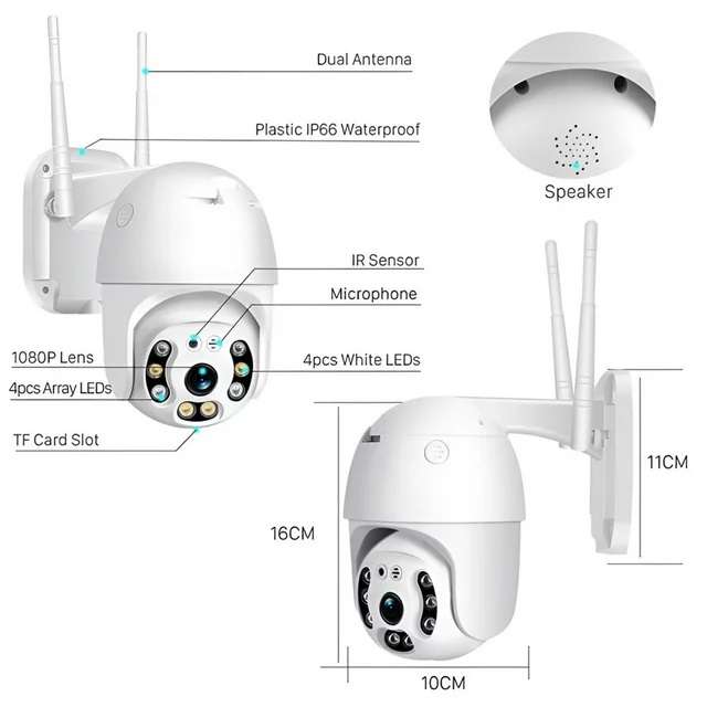 C6SX2-L Dual Light Source Wifi Ball Machine Surveillance Camera V380 Pro App