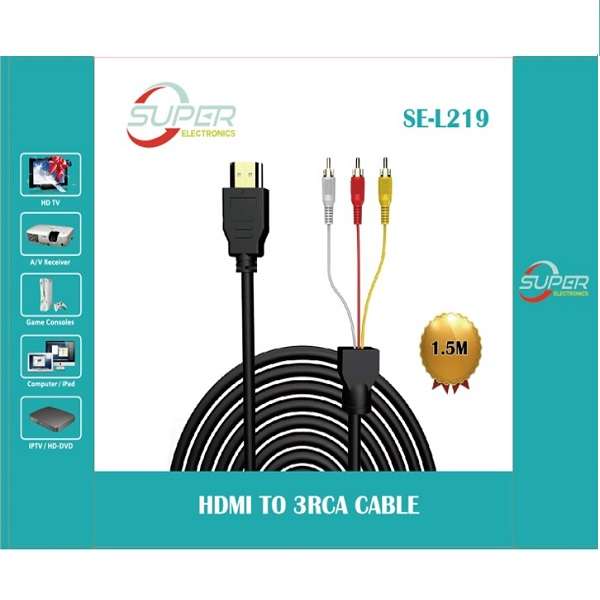Super Electronics SE-L219  HDMI To 3RCA Video Audio Cable 1.5M