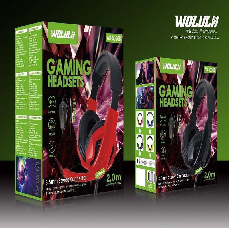 Wolulu AS-51268 Wired 3.5mm Noise Canceling Gaming Headset With Condenser Microphone