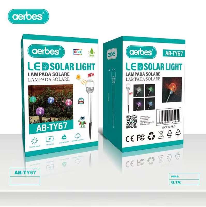 Aerbes AB-TY67 Solar Powered Cracked Glass Effect RGB And White 6 pcs