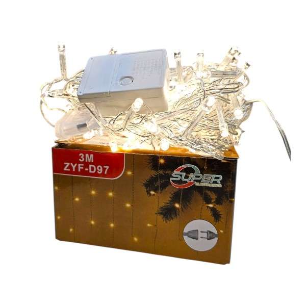 ZYF-97 Warm White 3m Across × 70cm x 38cm LED Fairy Curtain Light With Tail Plug Extension