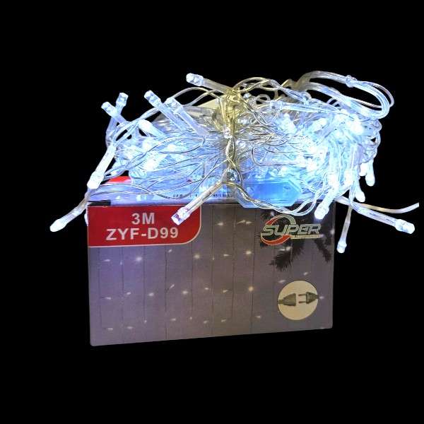 ZYF-99 LED Fairy Curtain Light With Tail Plug Extension White 3m Across × 70cm x 38cm