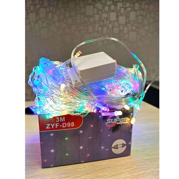 ZYF-D98 RGB 3m Across × 70cm x 38cm LED Fairy Curtain Light With Tail Plug Extension