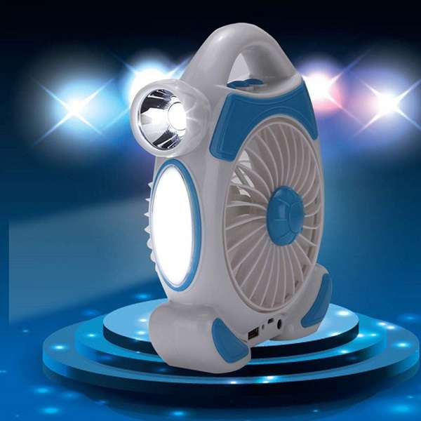 FA-1977 Rechargeable Desktop Fan With Light 2 x COB + 5W LED 2 In 1