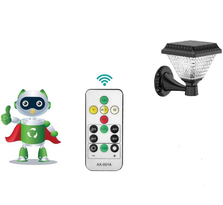 Aerbes AB-TY135 Solar Powered Garden Wall Light RGB + White &amp; Warm White With Remote Control