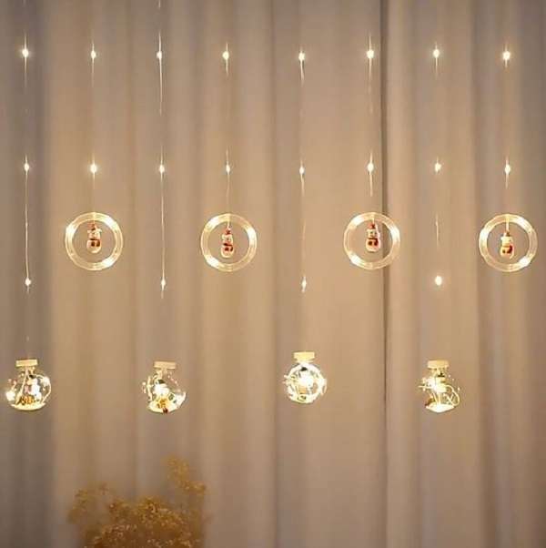 ZYF-19 Snowman Hoop &amp; Snowman Ball LED Fairy Curtain Light Warm White