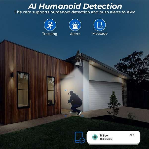 TQ5-4G Solar Powered 4G Surveillance Camera iCSee App