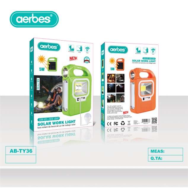 Aerbes AB-TY36 Solar Powered Emergency COB + LED Light