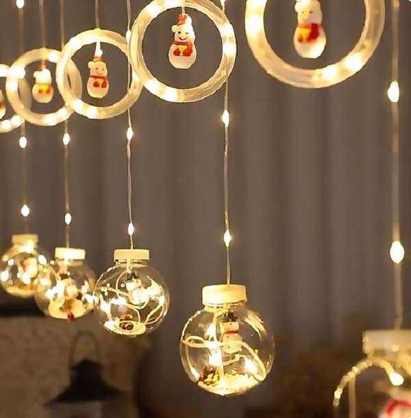 ZYF-19 Snowman Hoop &amp; Snowman Ball LED Fairy Curtain Light Warm White