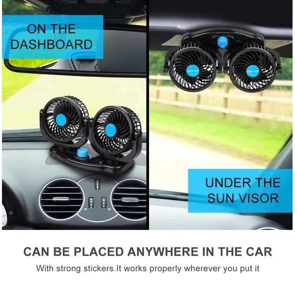 HX-T202 Dual Head Car Cigarette Lighter Fan 4.5"