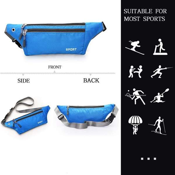 3211 Adjustable Sport Waist Bag With Three Zips