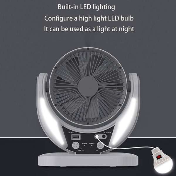GDTimes GD-8025 6" Solar Powered Fan With LED Lamp