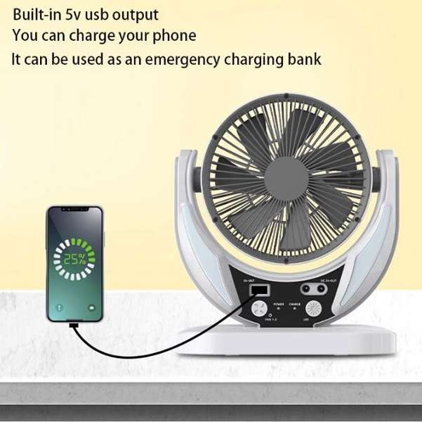 GDTimes GD-8025 6" Solar Powered Fan With LED Lamp