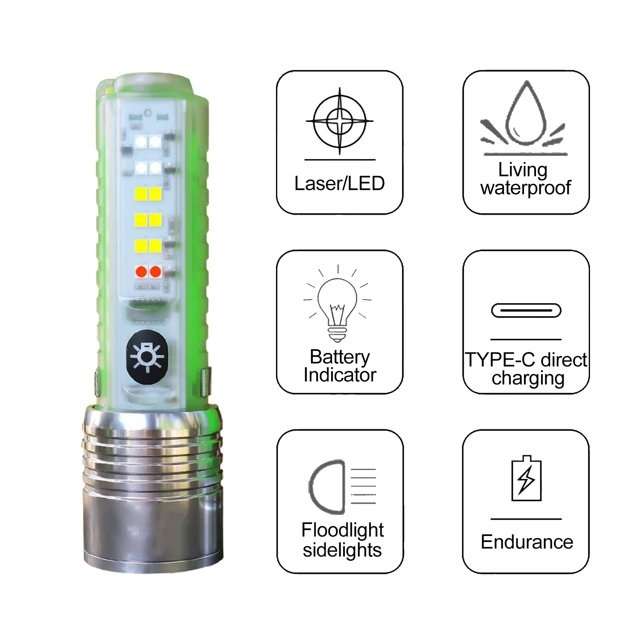 Aerbes AB-SD10 Magnetic Zoom Flashlight With UV Light 6800mah Battery