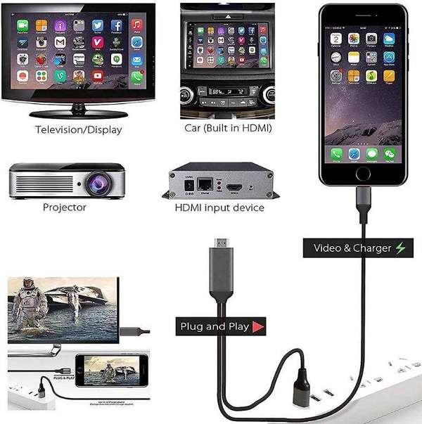 JG20375222 HDMI To 8 Pin Lightning CableI TV AV Adapter For ISO 2m