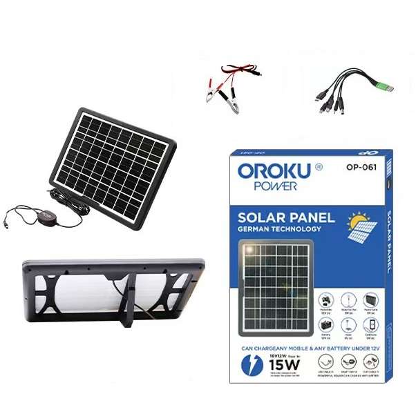 Oroku PowerOP-061 Solar Panel 15W With USB Port For Charging Small Electronics