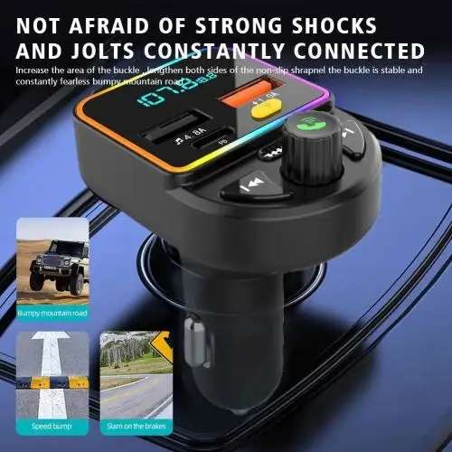 Wolulu AS-50904 FM Modulator 2 USB 1 PD Charger With 7 LED Colour Display