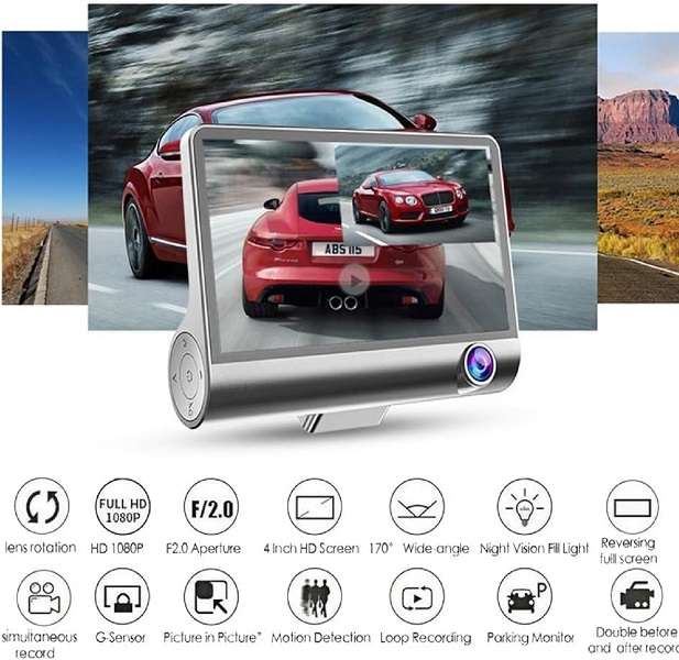 JG-X001 WDR 3 Camera in 1 Dashboard Camera