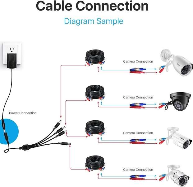 XF000057 1 Female To 4 Male DC Power Y Splitter Cable