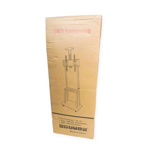 1700 32"-70" Mobile Floor TV Mount Stand Trolley Cart 2 Shelves With Wheels