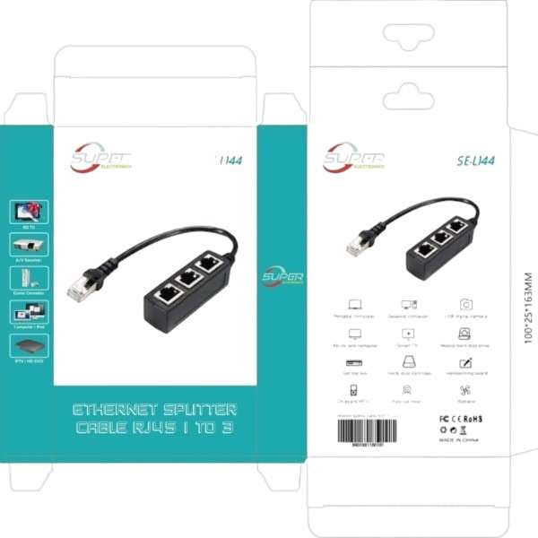 SE-L144 RJ45 Splitter Ethernet One Male To Three Female Extension Line