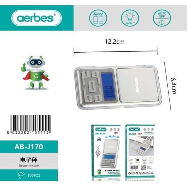 Aerbes  AB-J170 Mini Pocket Scale 200g/0.01g