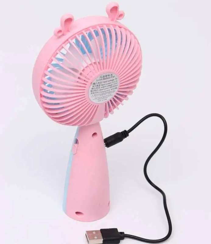 HQ66-17 Rechargeable Portable Cartoon Mini Fan With LED Light