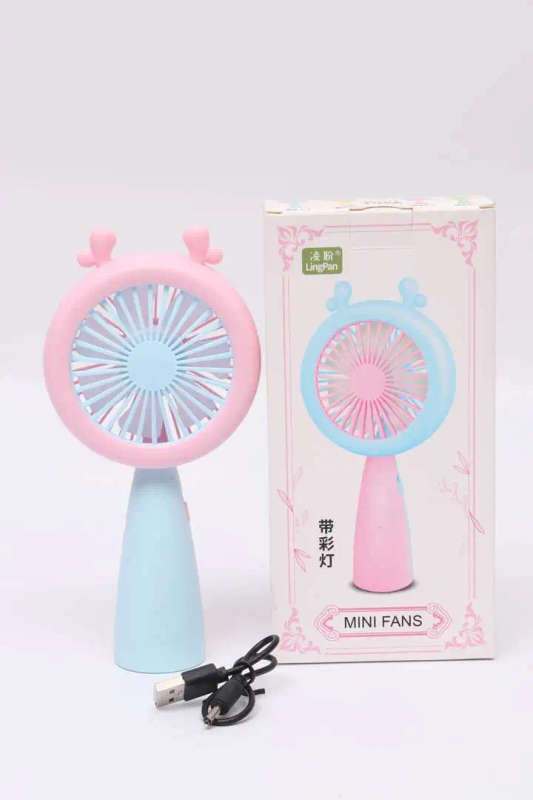 HQ66-17 Rechargeable Portable Cartoon Mini Fan With LED Light