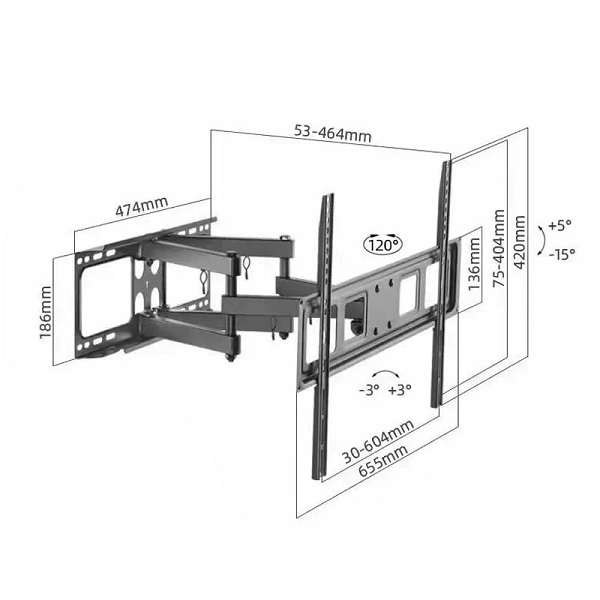 L580 Full Motion 37"-80" TV Bracket Wall Mount