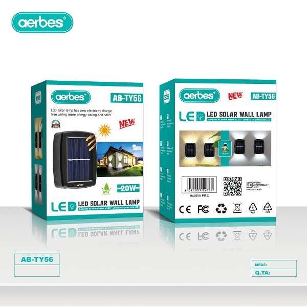 Aerbes AB-TY56 Pack Of 2 Solar Powered Wall Lamp Warm White