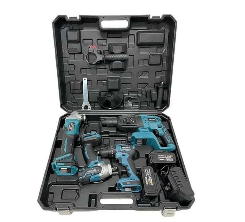 4 Electric Tool Set with 2 x 48V 15000mah Litium Battery. 1 x Impact Wrench, 1 x Angle Grinder, 1 x