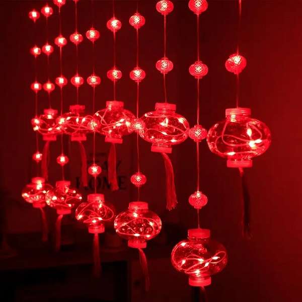 SE ZYF-123 Red Lantern Curtain Light 3.5M Plug-In