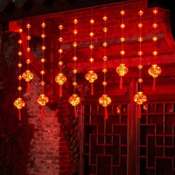 SE ZYF-123 Red Lantern Curtain Light 3.5M Plug-In