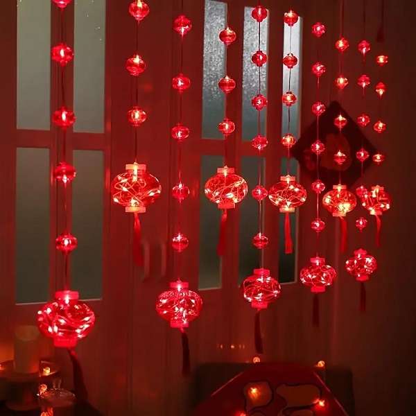 SE ZYF-123 Red Lantern Curtain Light 3.5M Plug-In