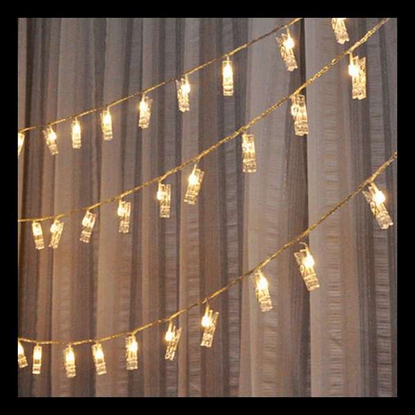 ZYF-37 Photo Clip Peg Fairy String Light Warm White With Tail Plug Extension 5M
