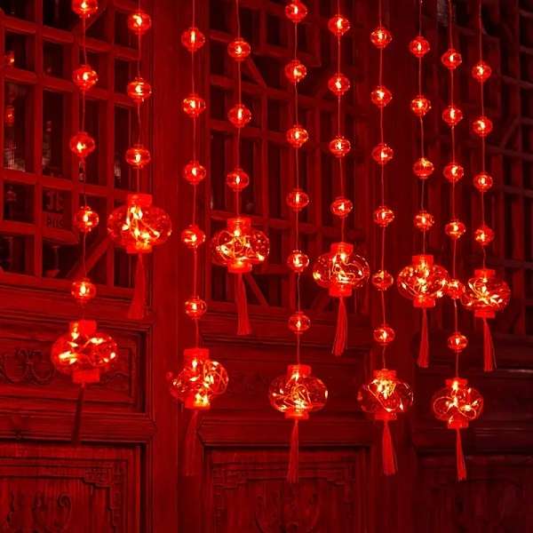 SE ZYF-123 Red Lantern Curtain Light 3.5M Plug-In