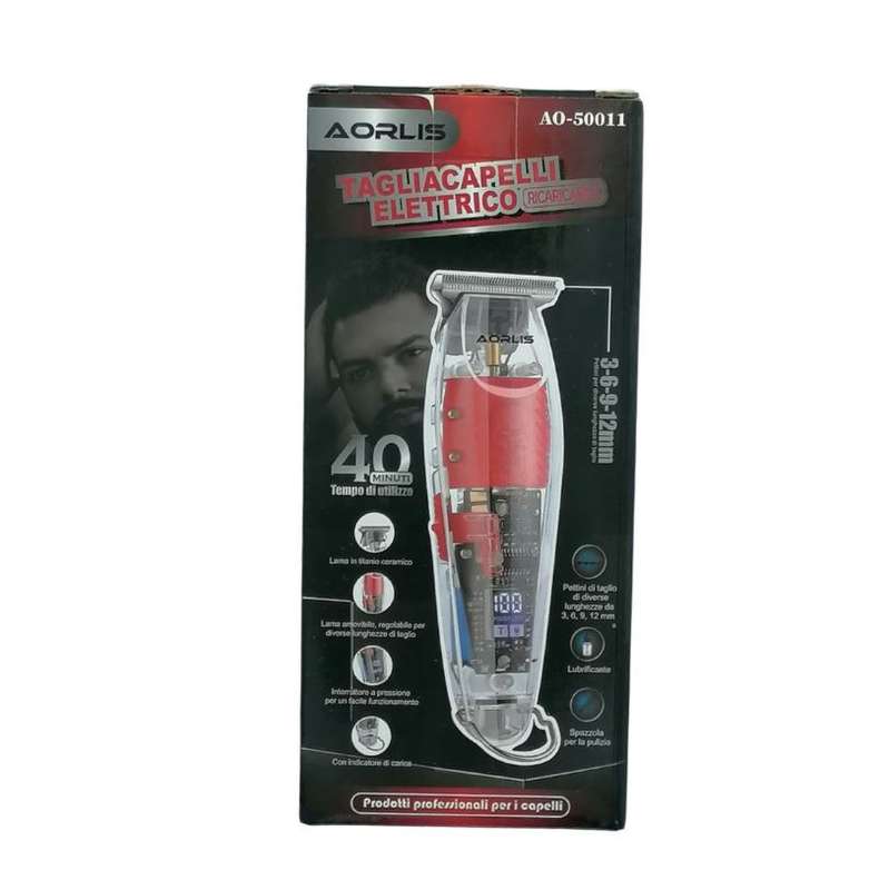 Aorlis AO-50011 Transparent LCD Display USB Charging Hair Trimmer