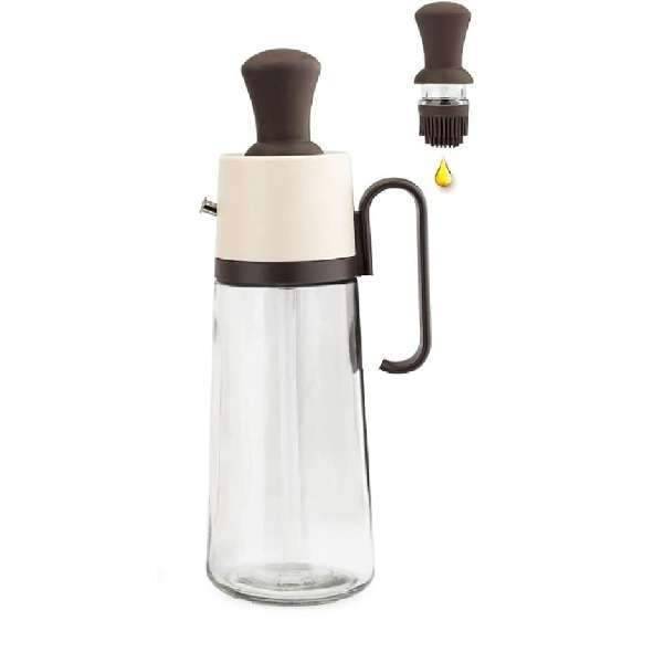 630ml Glass Seasoning Bottle With Pastry Oil Brush For Cooking And Baking Assorted Colors