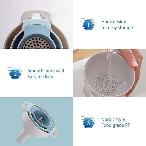4 in 1 Funnels Mini Funnels with Detachable Strainer
